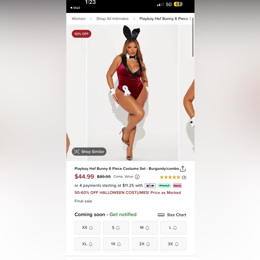 Plus Size Playboy Bunny Costume (Fashion Nova)